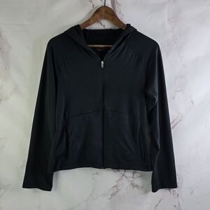 Patagonia Top Womens Medium Black Full Zip Shirt Lightweight Jacket Hood Rhythm